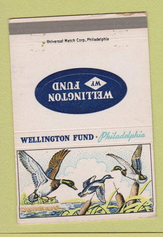 Matchbook Cover - Wellington Fund Philadelphia PA investments 40 Strike