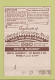 Matchbook Cover - Artcraft Engineering Airplane Los Angeles CA 40 Strike