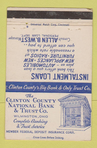 Matchbook Cover - Clinton County National Bank Wilmington OH 40 Strike