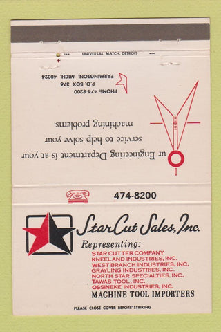 Matchbook Cover - Star Cut Sales Machine Tool Farmington MI 40 Strike