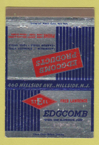 Matchbook Cover - Edgcomb Steel Aluminum Hillside NJ 40 Strike