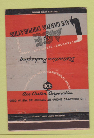 Matchbook Cover - Ace Carton Corporation Chicago IL 40 Strike