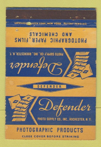 Matchbook Cover - Defender Photo Supply Rochester NY 40 Strike