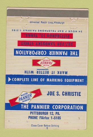 Matchbook Cover - Panner Corporation Marking Equipment Pittsburgh PA 40 Strike