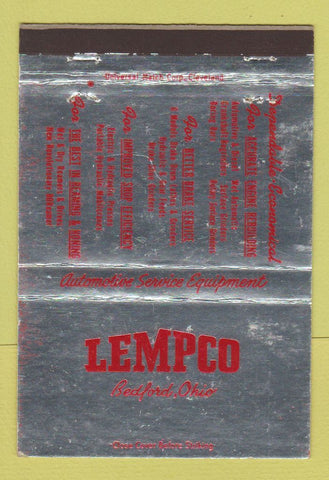 Matchbook Cover - Lempco Auto Service Equipment Bedford OH 40 Strike