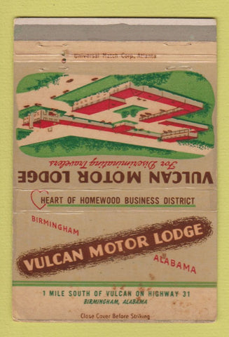 Matchbook Cover - Vulcan Motor Lodge Birmingham AL WEAR 40 Strike
