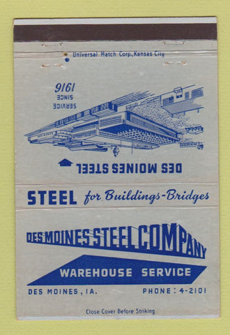 Matchbook Cover - Des Moines Steel Company Des Moines IA 40 Strike