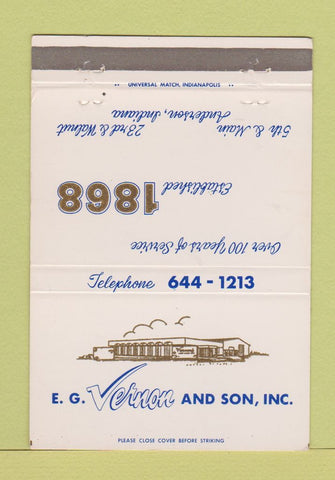Matchbook Cover - EG Vernon and Son Anderson IN brick plaster 40 Strike