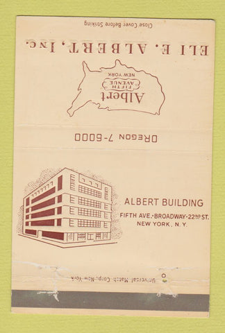 Matchbook Cover - Eli Albert New York City men's boys clothes 40 Strike