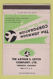 Matchbook Cover - Arthur Leitch Toronto ON Johnson Corp Steam 40 Strike