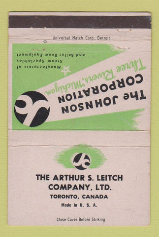 Matchbook Cover - Arthur Leitch Toronto ON Johnson Corp Steam 40 Strike