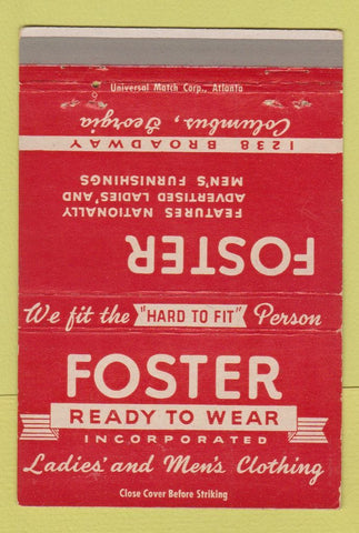Matchbook Cover - Foter Ready to Wear Clothes Columbus GA 40 Strike