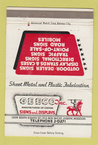 Matchbook Cover - Geeco Custom Signs Displays St Joseph MO 40 Strike