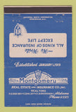 Matchbook Cover - Montgomery Real Estate Insurance Birmingham AL 40 Strike