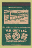 Matchbook Cover - WM Smith Contractors Machinery Birmingham AL 40 Strike