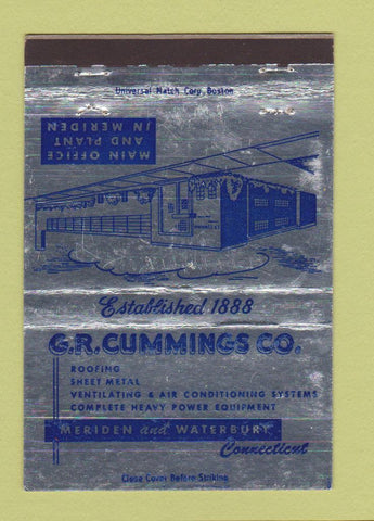 Matchbook Cover GR Cummings Roofing Sheet Metal Meridien Waterbury CT 40 Strike