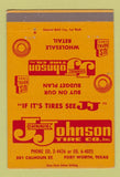 Matchbook Cover - Johnie Johnson Tires Worth Worth TX US Royal 40 Strike
