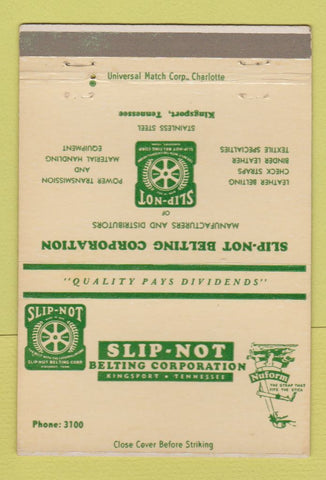 Matchbook Cover - Slip Not Belting Corp Kingsport TN 40 Strike