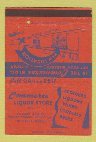 Matchbook Cover - Commerce Liquor Store St Paul MN 40 Strike