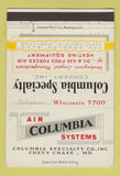 Matchbook Cover - Columbia Air Systems Heating Chevy Chase MD 40 Strike