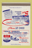Matchbook Cover - Prince Georges Development Corp Bladensburg MD 40 Strike