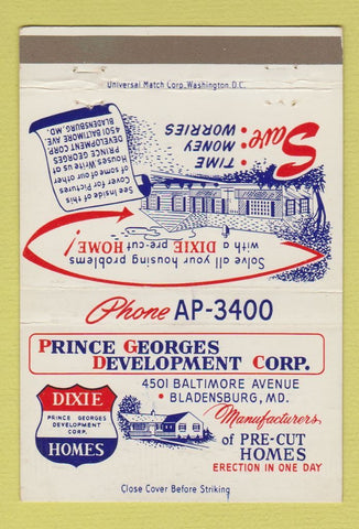 Matchbook Cover - Prince Georges Development Corp Bladensburg MD 40 Strike
