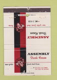 Matchbook Cover - Assembly Steak House New York City WORN 40 Strike