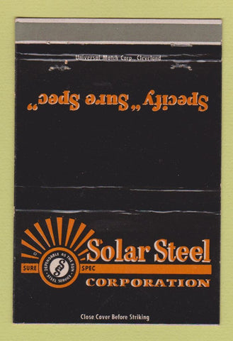 Matchbook Cover - Solar Steel Corporation Cleveland OH 40 Strike