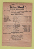 Matchbook Cover - Solar Steel Corporation Cleveland OH 40 Strike