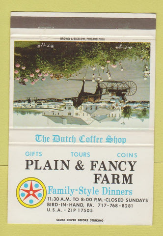 Matchbook Cover - Plain & Fancy Farm Restaurant Bird in Hand PA 40 Strike