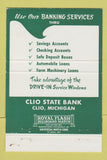 Matchbook Cover - Clio State Bank MI 40 Strike
