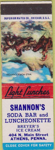 Matchbook Cover - Shannon's Soda Bar Breyer's Ice Cream Athens PA