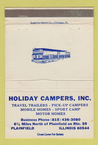 Matchbook Cover - Holiday Campers Plainfield IL 40 Strike
