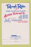 Matchbook Cover - Rough Rider Men's Clothes Eds San Leandro CA 40 Strike
