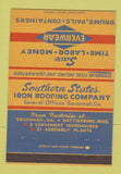 Matchbook Cover - Southern States Iron Roofing Savannah GA 40 Strike