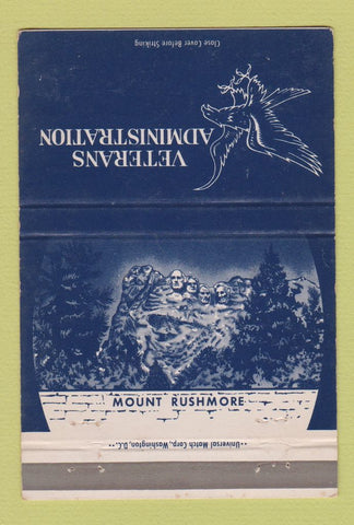Matchbook Cover - Veterans Administration Mount Rushmore 40 Strike