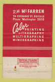 Matchbook Cover - Color Printing Lithography Buffalo NY Rm McFarren 40 Strike