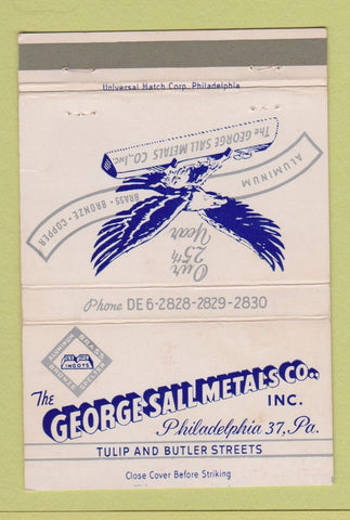Matchbook Cover - George Sall Metals Philadelphia PA 40 Strike