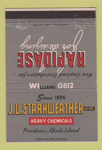 Matchbook Cover - JU Starkweather Heavy Chemicals Providence RI 40 Strike
