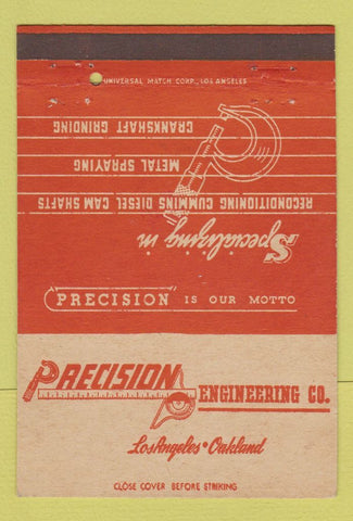 Matchbook Cover - Precision Engineering Los Angeles CA Oakland 40 Strike