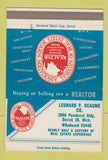 Matchbook Cover - Leonard Reaume Real Estate Detroit MI 40 Strike