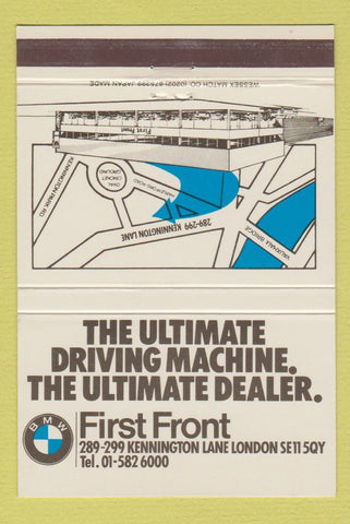 Matchbook Cover - BMW London UK England First Front 40 Strike