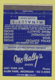 Matchbook Cover - McNally's Shoes Allen Park MI 40 Strike