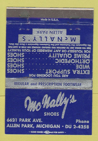 Matchbook Cover - McNally's Shoes Allen Park MI 40 Strike
