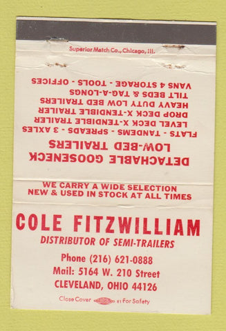 Matchbook Cover - Cole Fitzwilliam Semi Trailers Cleveland OH WEAR 40 Strike