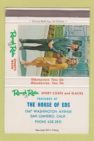 Matchbook Cover - Rough Rider Men's Clothes San Leandro CA 40 Strike