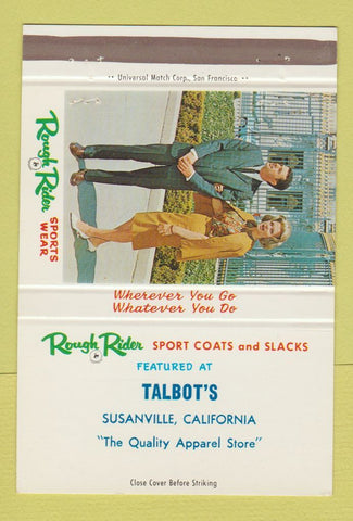 Matchbook Cover - Rough Rider Men's Clothes Talbot's Susanville CA 40 Strike