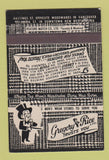 Matchbook Cover - Gregory Rice Men's Clothes Vancouver BC 22 Strike Feature