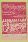 Matchbook Cover - Gregory Rice Men's Clothes Vancouver BC 22 Strike Feature