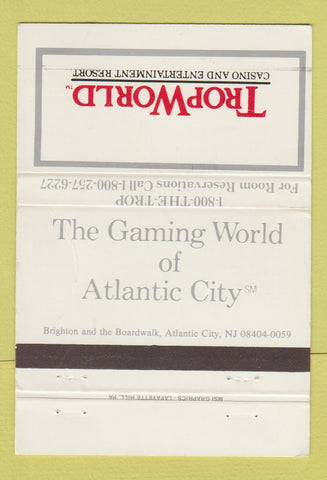 Matchbook Cover - Trop World Casino Atlantic City NJ WEAR 40 Strike